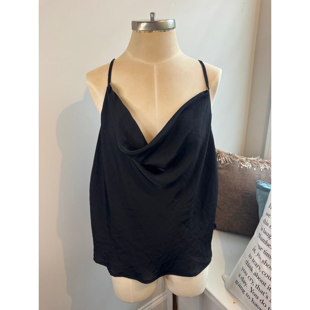 American Eagle silky black cowl neck camisole cami tank top size XXL NWT